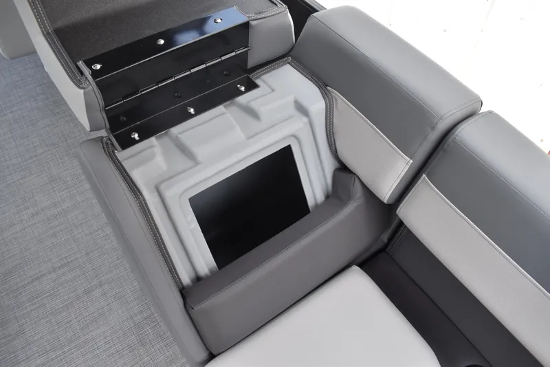 Slide: The Image of Gray seating with storage compartment on Lowe LS210WT TL boat, 2025 model. - 18