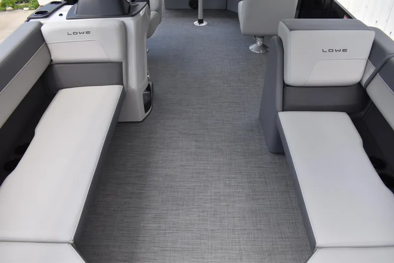 Slide: The Image of Interior of 2025 Lowe LS210WT TL boat with gray seating and flooring. - 22