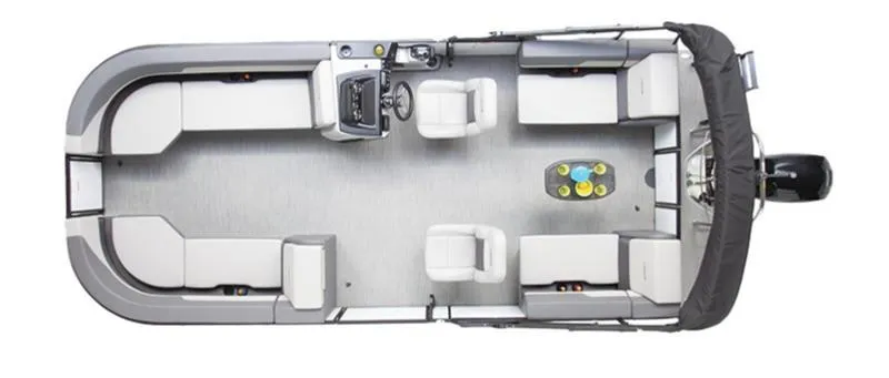 Slide: The Image of Top view of 2025 Lowe LS210WT pontoon boat with seating and console. - 43