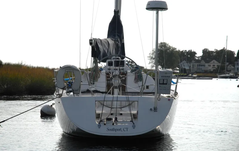 Slide: The Image of 2003 Beneteau 36.7 sailboat docked in Southport, CT marina. - 6