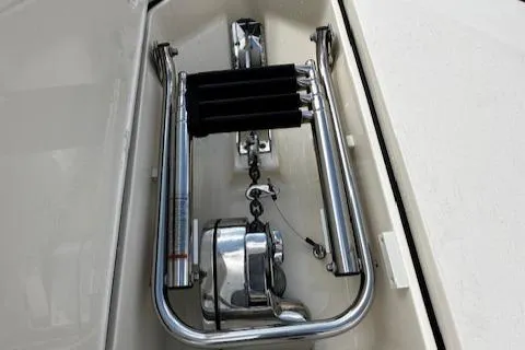 Slide: The Image of 2015 Scout 275 Dorado boat ladder and anchor storage compartment. - 17