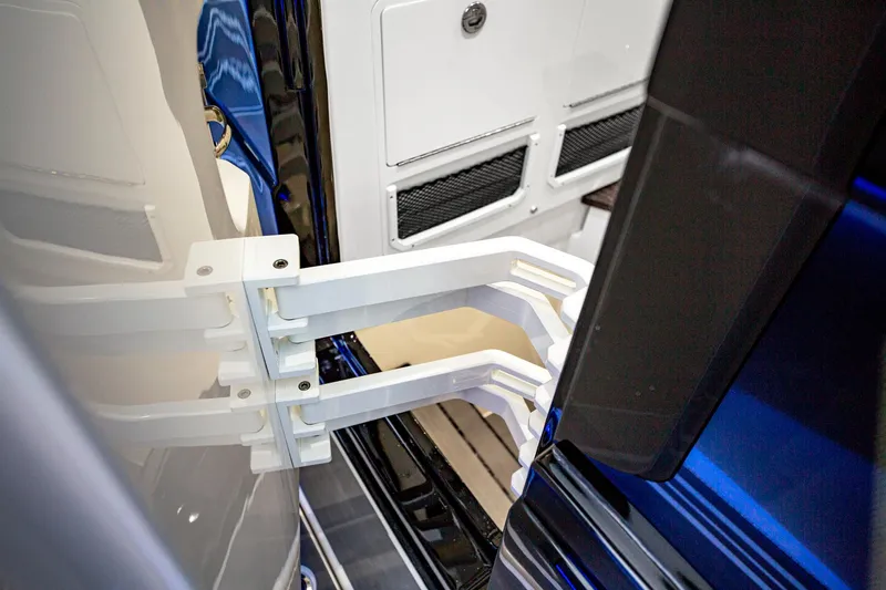 Slide: The Image of Close-up of 2025 Fountain 38 SCX boat interior with sleek, modern design elements. - 24