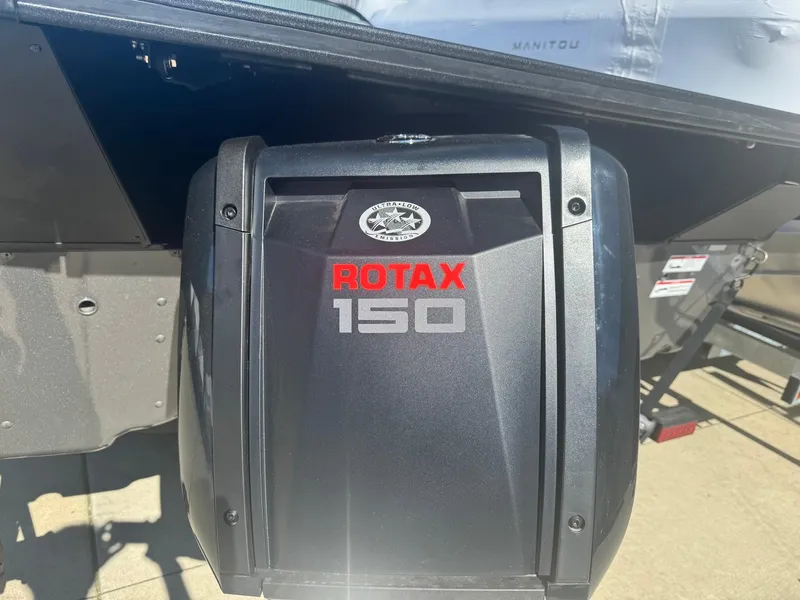 Slide: The Image of 2025 Alumacraft Trophy 185X SC Rotax 150 engine detail. - 3