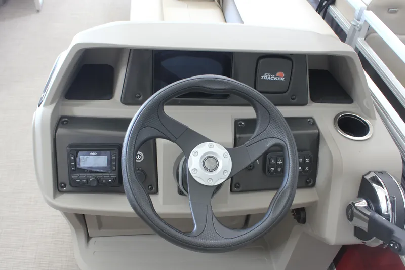 Slide: The Image of Steering console of 2025 Sun Tracker Party Barge 18 DLX pontoon boat. - 5