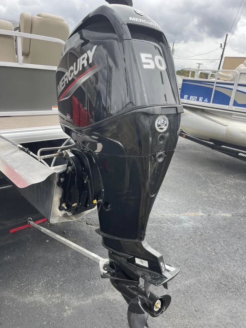 Slide: The Image of 2025 Sun Tracker Party Barge 16 DLX with Mercury 50 HP outboard motor. - 4