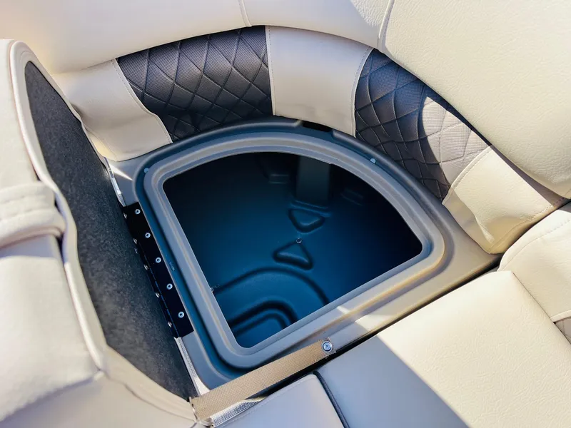 Slide: The Image of Storage compartment in 2025 Sun Tracker Party Barge 22 RF XP3 boat. - 21