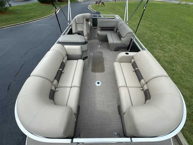 Slide: The Image of 2025 Sun Tracker Party Barge 22 RF XP3 with spacious seating and modern design. - 9