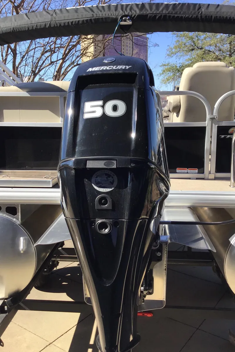 Slide: The Image of 2025 Sun Tracker Party Barge 16 DLX with Mercury 50 outboard motor. - 4