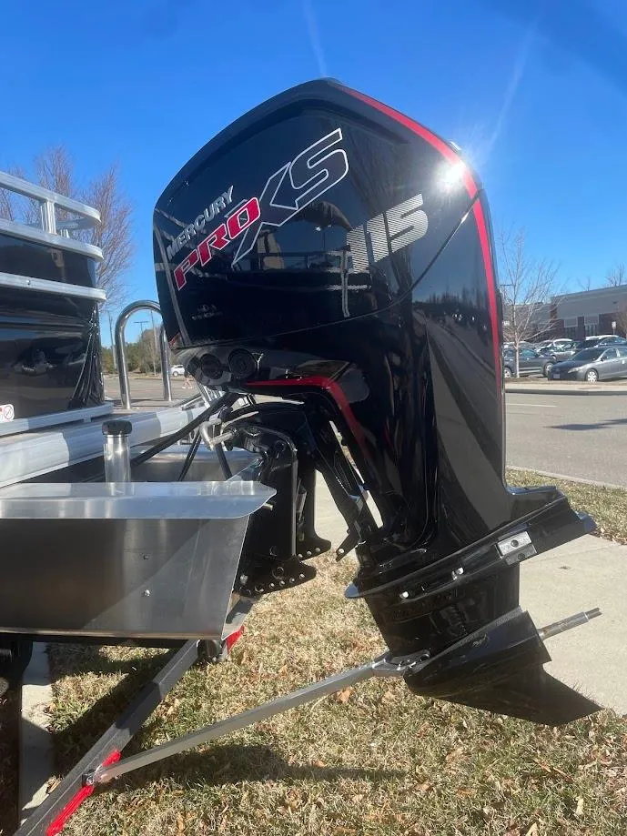 Slide: The Image of 2025 Sun Tracker SportFish 20 DLX with powerful Mercury Pro XS outboard motor. - 4