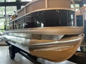 Slide: The Image of 2025 Sun Tracker Party Barge 16 DLX pontoon boat in showroom. - 47