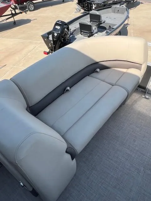 Slide: The Image of 2025 Sun Tracker Party Barge 18 DLX pontoon boat seating area. - 10