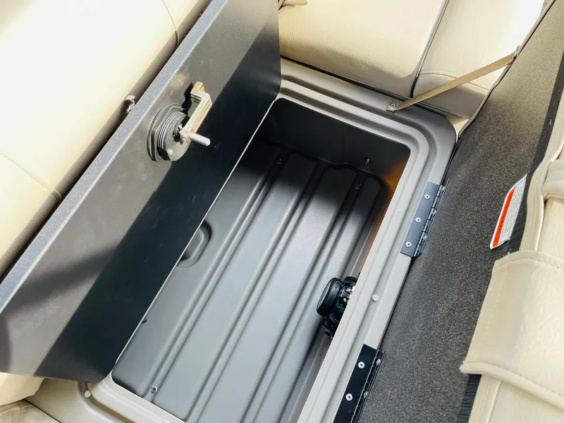 Slide: The Image of Storage compartment in 2025 Sun Tracker Party Barge 22 RF DLX pontoon boat. - 32