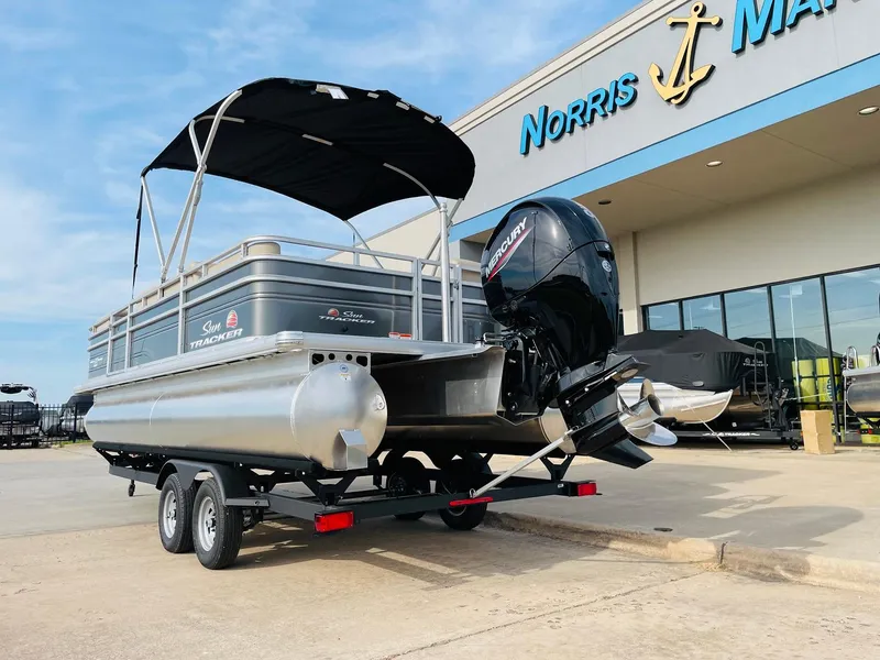 Slide: The Image of 2025 Sun Tracker Party Barge 22 RF DLX pontoon boat at Norris Marine dealership. - 8