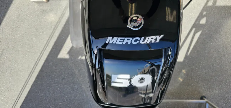 Slide: The Image of Mercury 50 horsepower engine on 2025 Sun Tracker Party Barge 16 DLX. - 3