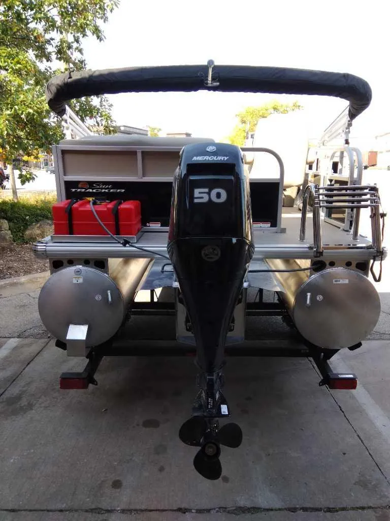 Slide: The Image of 2025 Sun Tracker Party Barge 16 DLX with Mercury 50 outboard motor. - 6