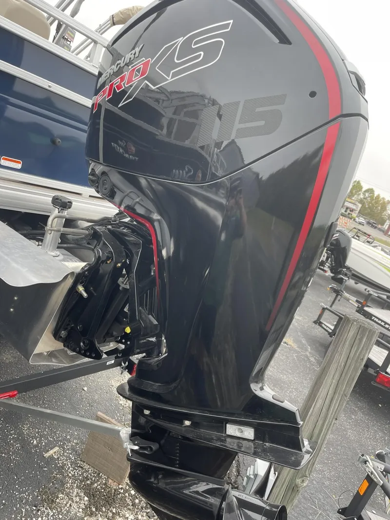 Slide: The Image of 2025 Sun Tracker Fishin' Barge 20 DLX with Mercury Pro XS outboard motor. - 3