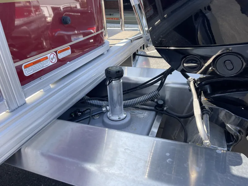 Slide: The Image of 2025 Sun Tracker Bass Buggy 18 DLX boat engine and fuel system close-up. - 3