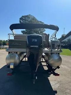 Slide: The Image of 2025 Sun Tracker Party Barge 18 DLX pontoon boat with 75 HP engine. - 3