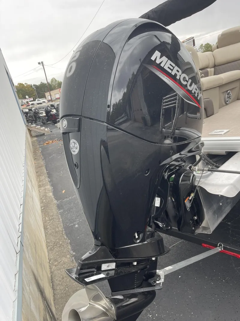 Slide: The Image of 2025 Sun Tracker Party Barge 22 DLX with Mercury outboard motor. - 5