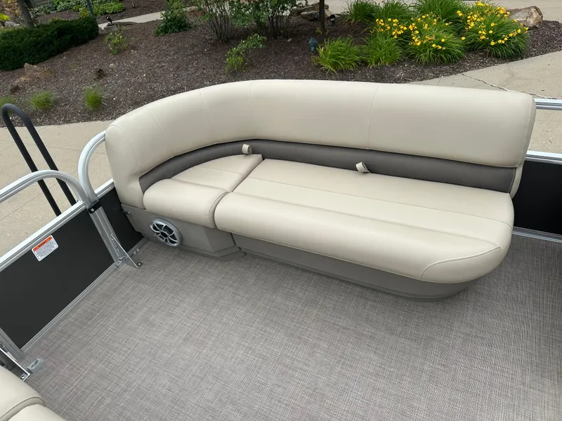 Slide: The Image of 2025 Sun Tracker Party Barge 16 DLX pontoon boat seating area. - 4