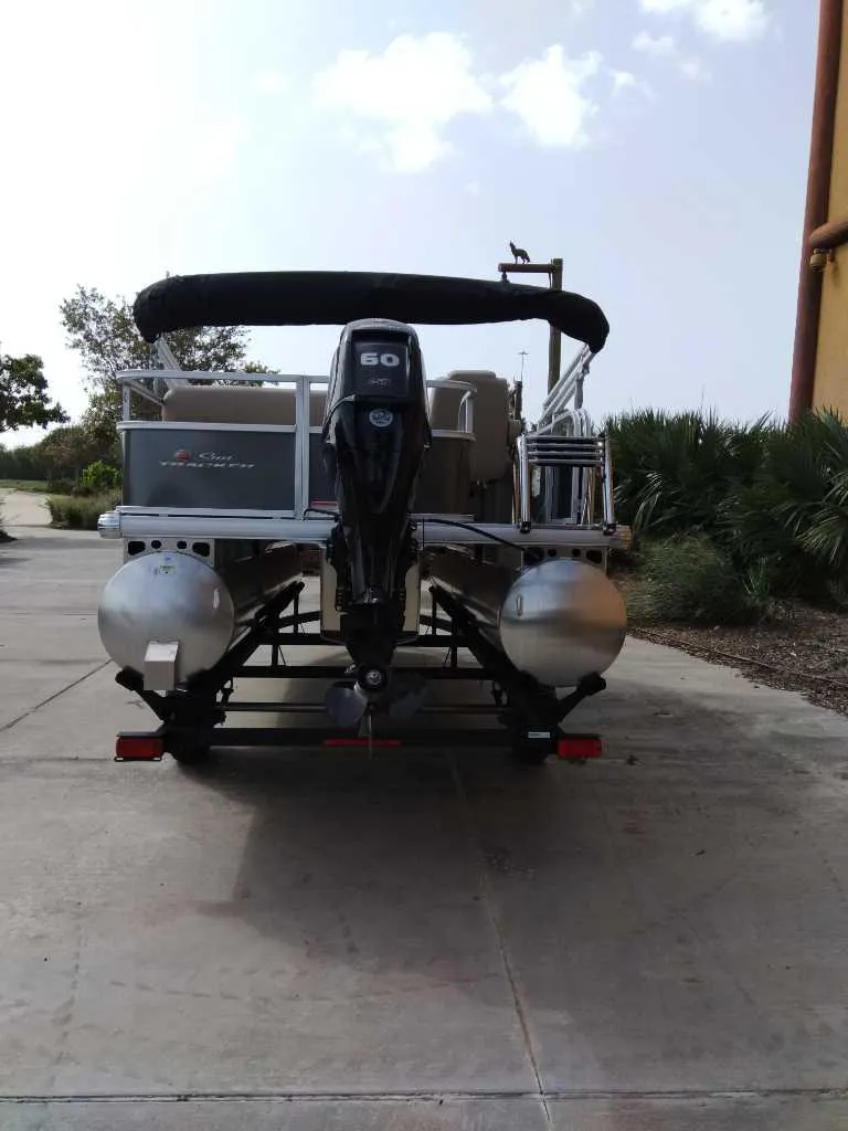 Slide: The Image of 2025 Sun Tracker Party Barge 18 DLX pontoon boat with 60 HP engine. - 5
