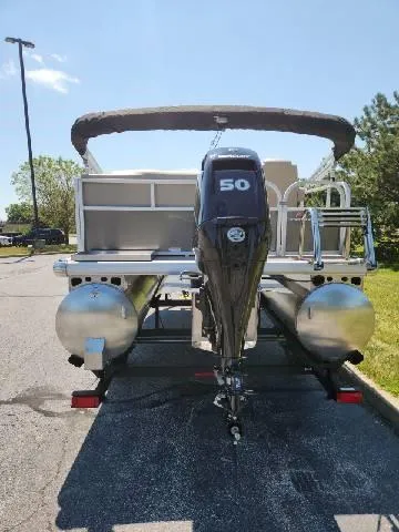 Slide: The Image of 2025 Sun Tracker Party Barge 16 DLX pontoon boat with 50 HP motor. - 3