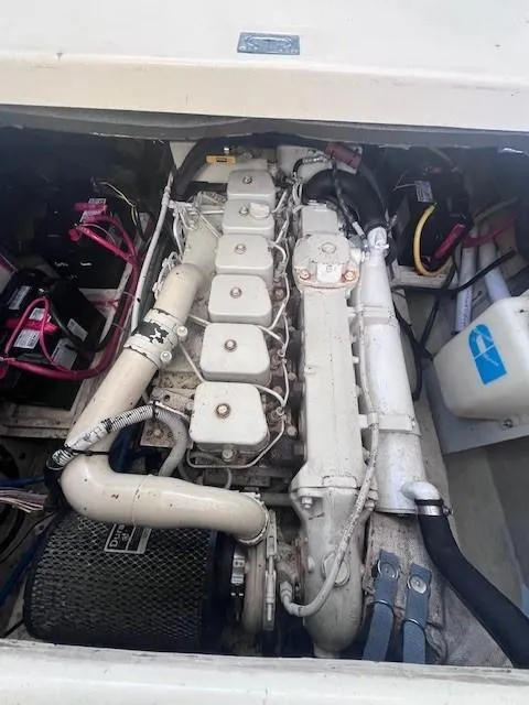 Slide: The Image of Engine compartment of 1989 Blue Seas Out Island Explorer boat. - 43