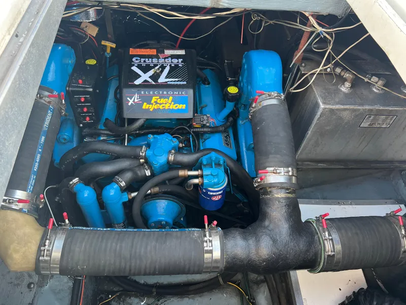 Slide: The Image of Engine compartment of a 1997 Carver 380 Santego SE with Crusader XL fuel injection system. - 23