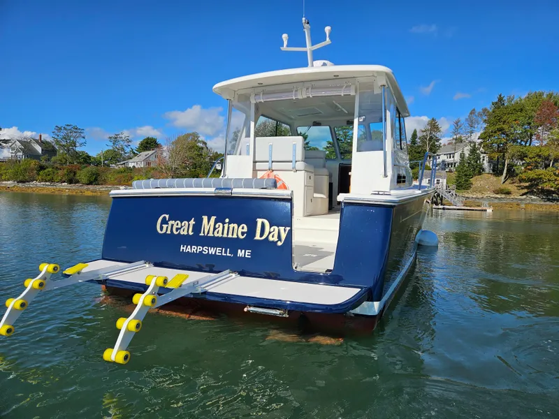 Slide: The Image of 2008 Back Cove 33 boat named "Great Maine Day" docked in Harpswell, ME. - 20