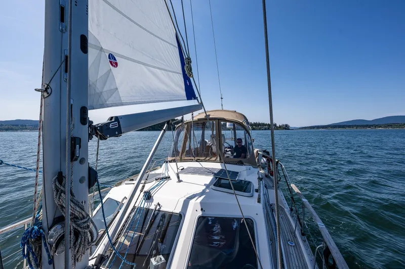 Slide: The Image of Sailing on a 2000 Nauticat 35 Pilot House yacht in open waters. - 8