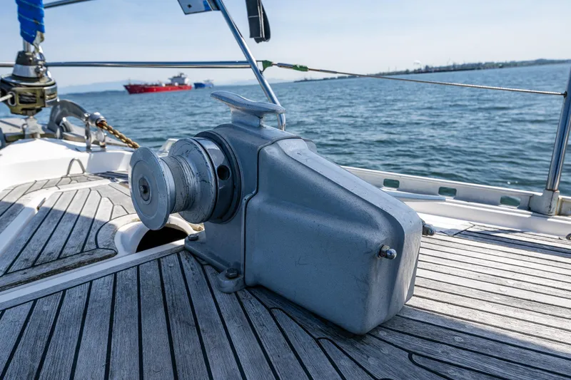 Slide: The Image of Windlass on Nauticat 35 Pilot House yacht deck, 2000 model, with ocean view. - 9