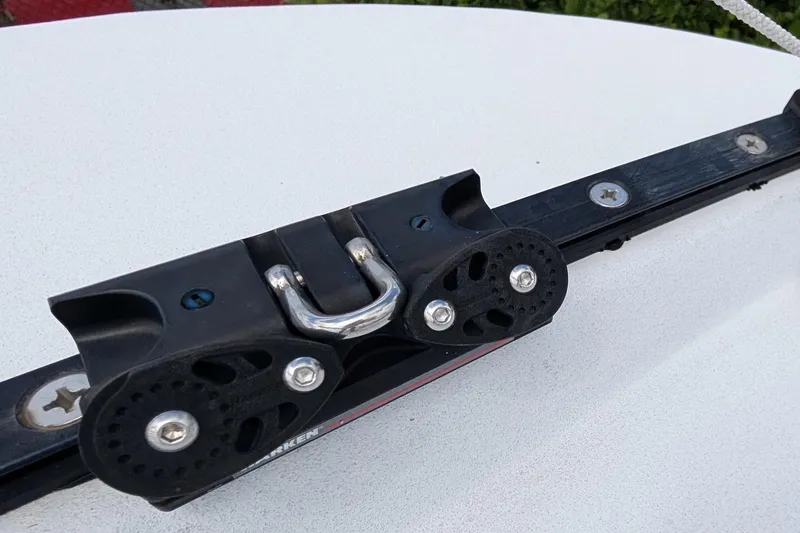 Slide: The Image of Sailing hardware on 2019 Kelsall 38ma boat, featuring a Harken block system. - 55