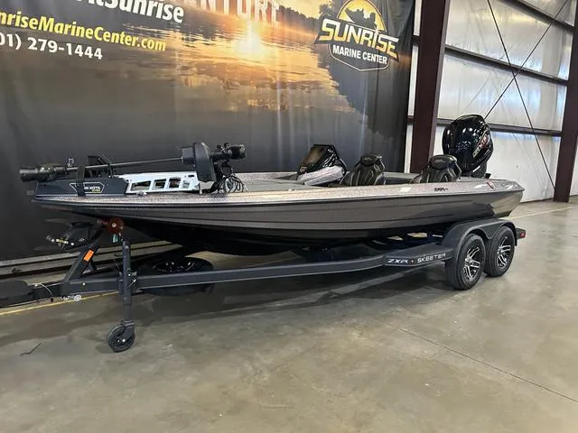 Slide: The Image of 2024 Skeeter ZXR 19 boat with Yamaha 225 SHO engine on display at Sunrise Marine Center. - 2