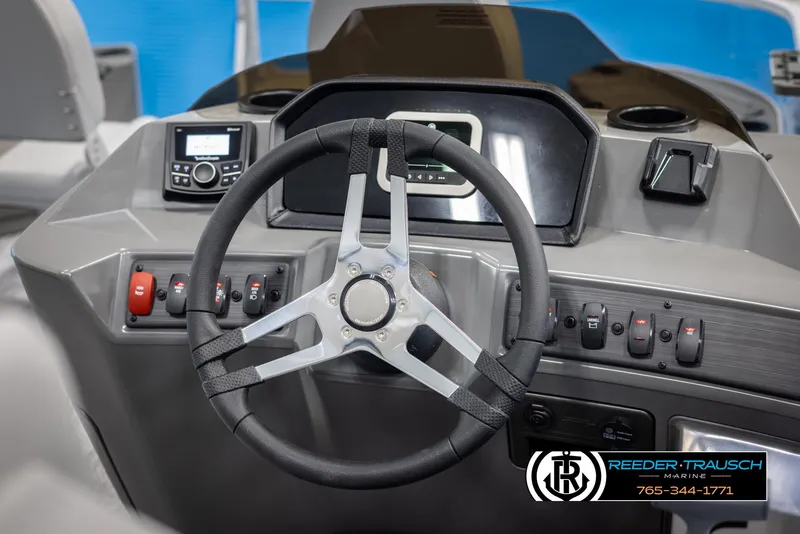 Slide: The Image of Steering console of 2025 Bennington 16 SFSE boat with modern controls and dashboard. - 22