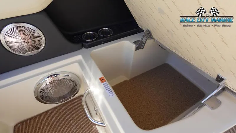 Slide: The Image of 2025 Chris-Craft Sportster interior with storage compartments and speakers. - 20