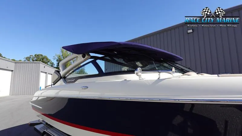 Slide: The Image of 2025 Chris-Craft Sportster boat with canopy at Race City Marine. - 47