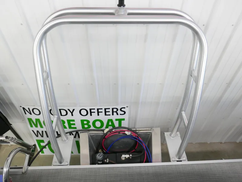 Slide: The Image of 2025 Sylvan Mirage 8520 LZ boat ladder and wiring detail. - 18