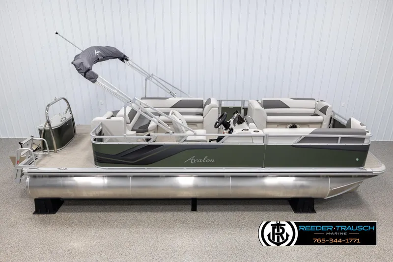The Image of 2025 Avalon VENT CRB pontoon boat with sleek design and comfortable seating. - 1