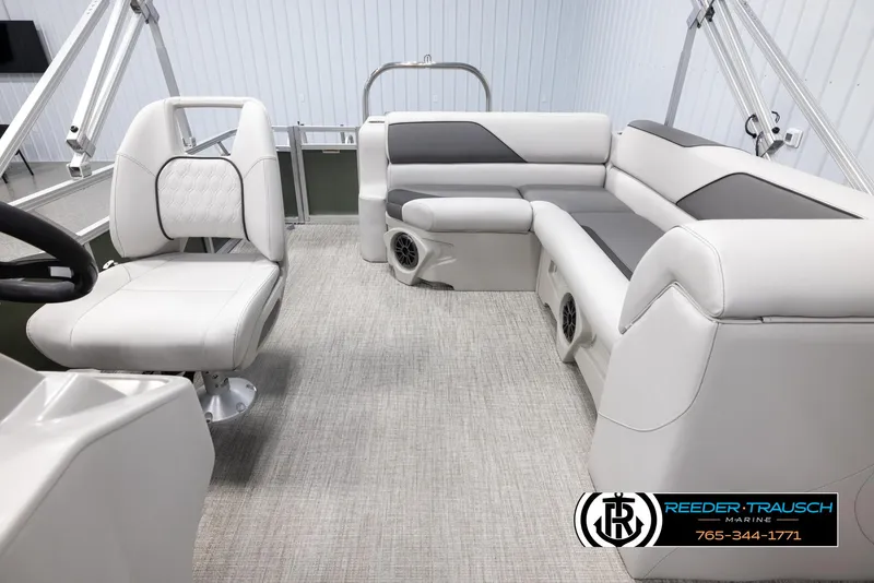 Slide: The Image of 2025 Avalon VENT CRB boat interior with plush seating and modern design. - 15