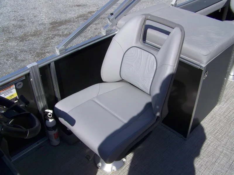 Slide: The Image of 2025 Avalon GeoFish23RF boat seat, gray upholstery, modern design. - 16
