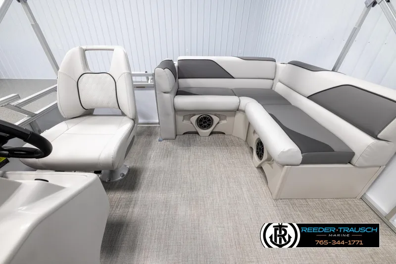 Slide: The Image of 2025 Avalon VENT CR boat interior with modern seating and sleek design. - 15