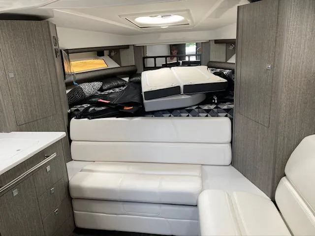 Slide: The Image of 2020 Monterey 345 SY yacht interior with modern seating and stylish design. - 33
