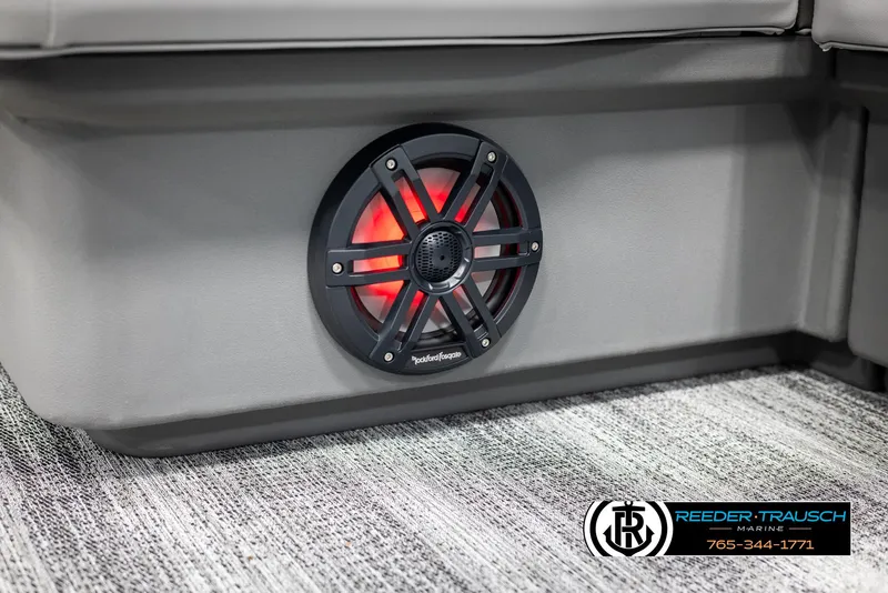 Slide: The Image of Speaker with red LED light on 2025 Bennington 21 SLSE boat interior. - 40