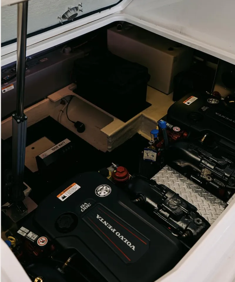 Slide: The Image of Engine compartment of 2021 Regal 38 Grande Coupe with Volvo Penta engines. - 27