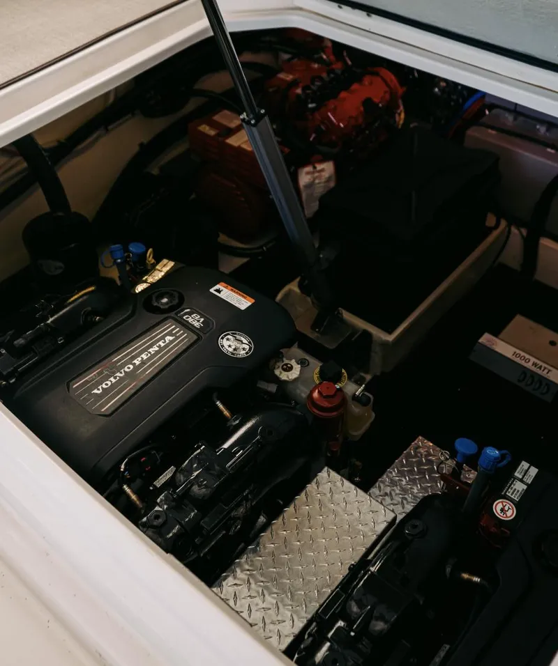 Slide: The Image of Engine compartment of 2021 Regal 38 Grande Coupe with Volvo Penta engine. - 28