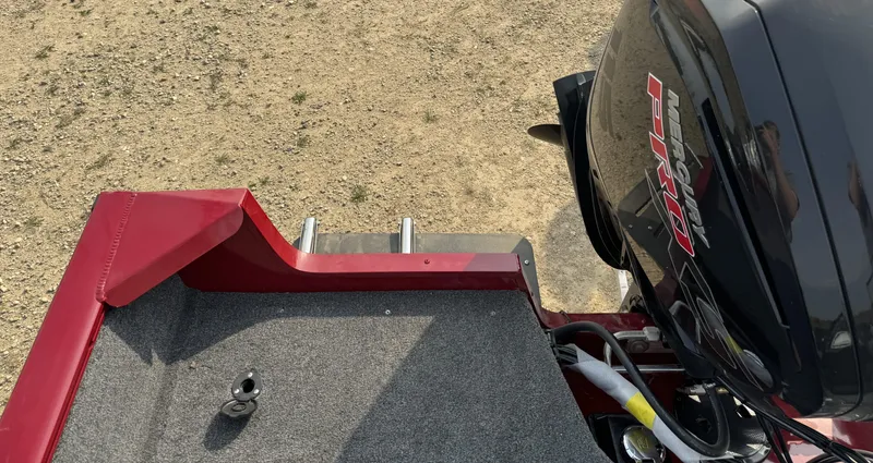 Slide: The Image of 2025 Tracker Pro Guide V-175 WT boat with motor, red and gray deck. - 18