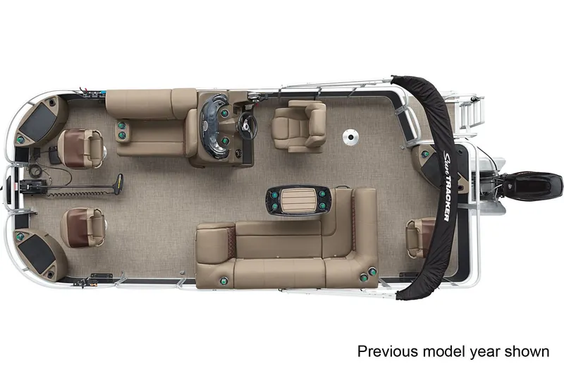 Slide: The Image of 2023 Sun Tracker Fishin' Barge 20 DLX pontoon boat interior layout, top view. - 6