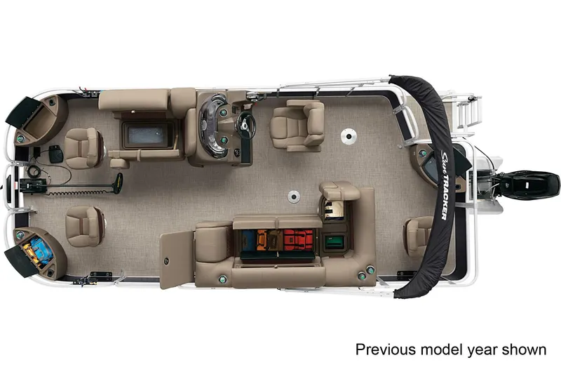 Slide: The Image of 2023 Sun Tracker Fishin' Barge 20 DLX pontoon boat interior layout, top view. - 7