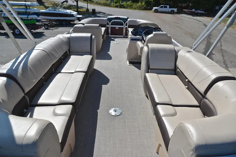 Slide: The Image of 2018 Sun Tracker Party Barge 24 DLX with spacious seating and modern design. - 18