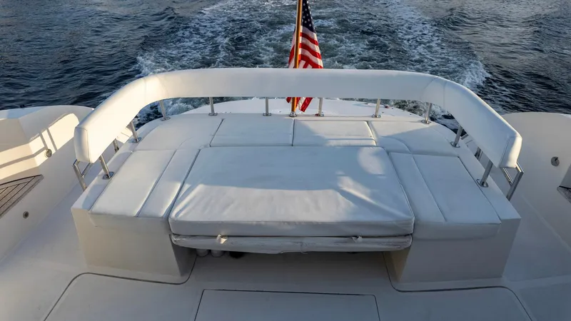 Slide: The Image of Luxury seating area on 2008 Savannah 54 yacht with American flag. - 37